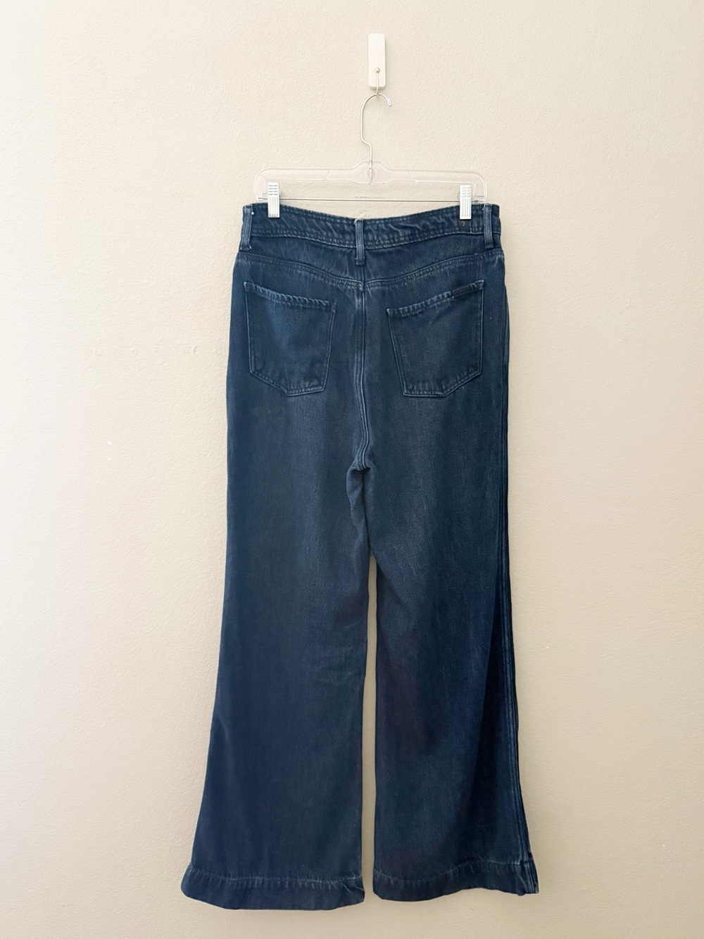 7 For All Mankind Modern Dojo Wide Leg Trouser Jeans 32 Dark Denim Minimalist - Picture 5 of 12